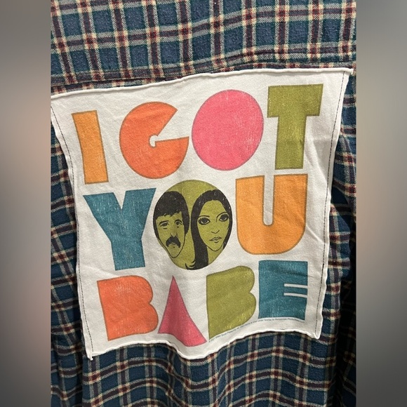 I Got You Babe Upcycled Flannel - Picture 6 of 7